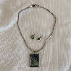 Mother of Perl necklace and earrings.